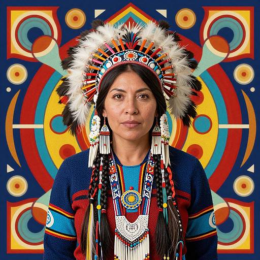 Psychedelic Native American Woman Portrait