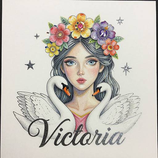 Victoria: Floral Swan Art Print