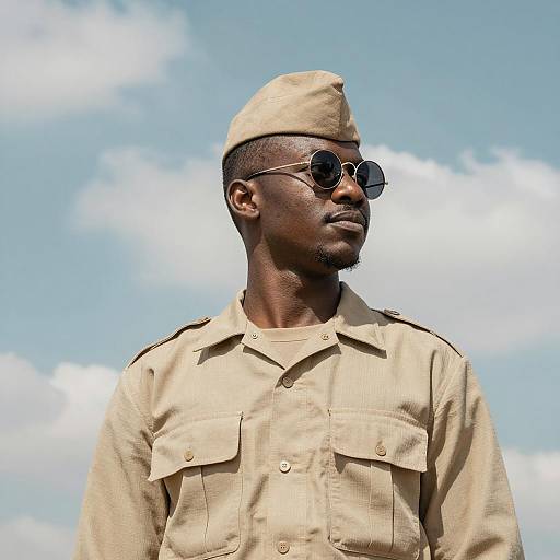 Calm Profile of a Soldier in Uniform