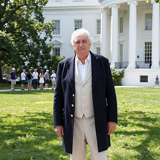 Elegant Man by Grand White Mansion