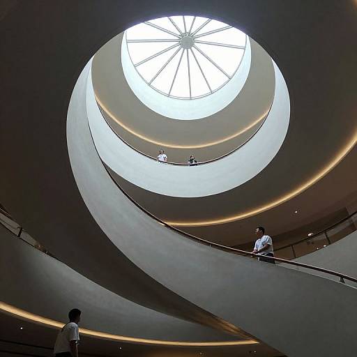 Modern Spiraling Staircase with Figures