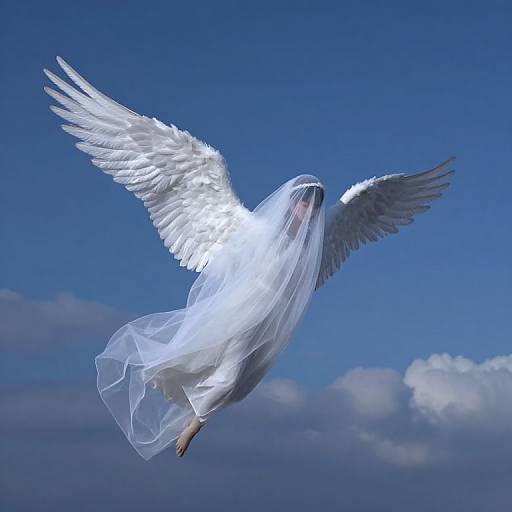 Androgynous Angel Soaring at Dusk