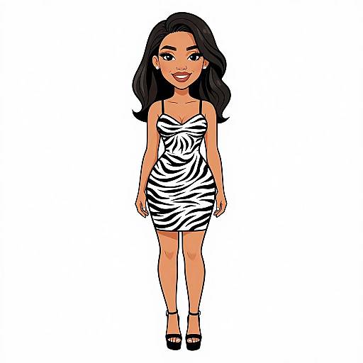 Smiling Woman in Zebra Print Dress