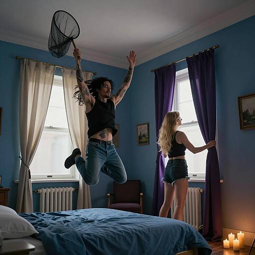 Dynamic Duo in a Dim Blue Room