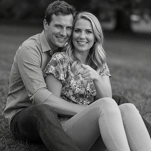 Smiling Couple in Black and White