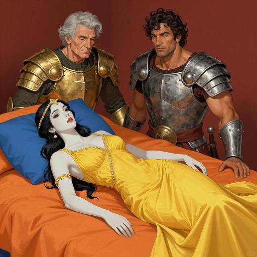 Medieval Warriors and Sleeping Woman