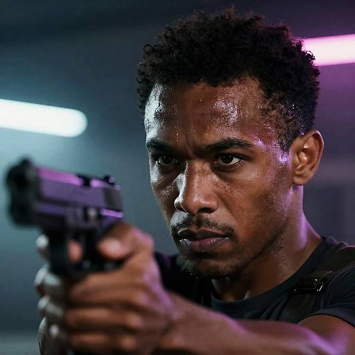 Intense Portrait of a Dark-Skinned Man