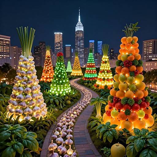 Bioluminescent City of Fruits and Vegetables