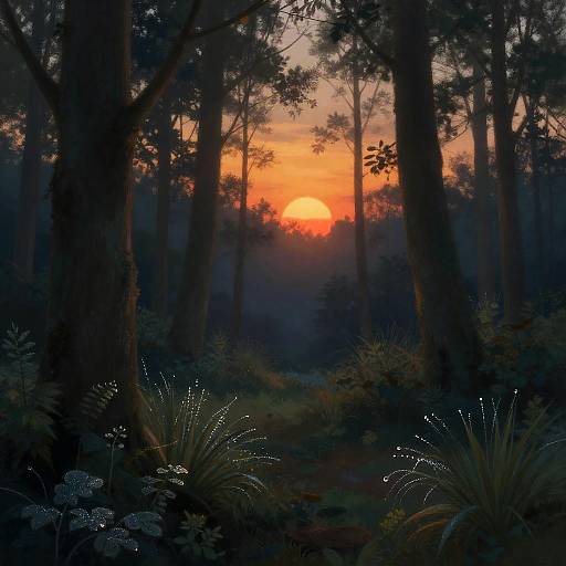 Twilight Dewdrops in Enchanted Forest