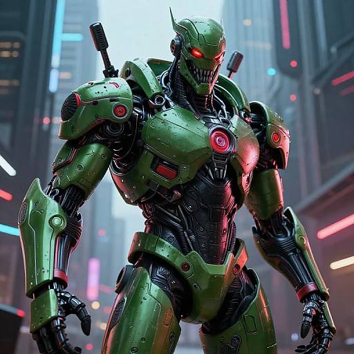 Cyberpunk Augmented Monster in Cityscape