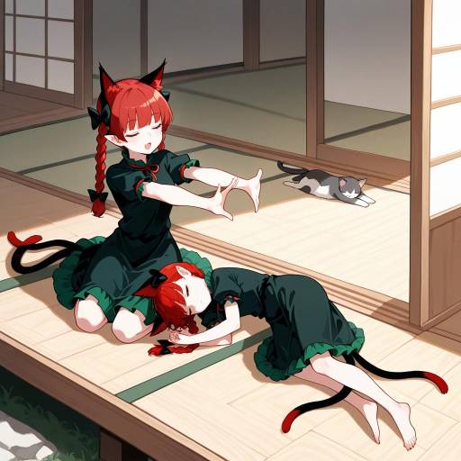 Nekomata Girls in Playful Poses