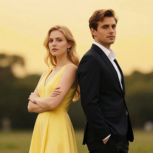 Back-to-Back Portrait: Couple in Contrast