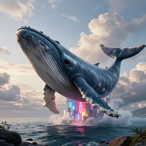 Colossal Whale Cityscape Fantasy