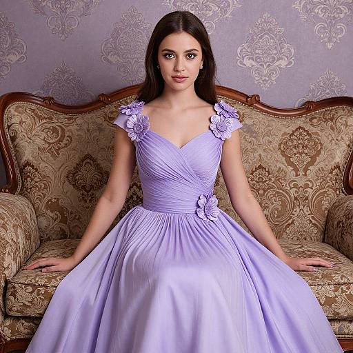 Elegant Young Woman in Lavender Dress