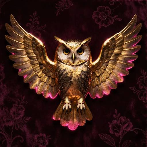 Modern Brass Owl Wing Illustration