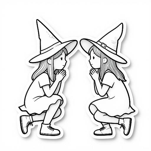Gossiping Child Witches Sticker