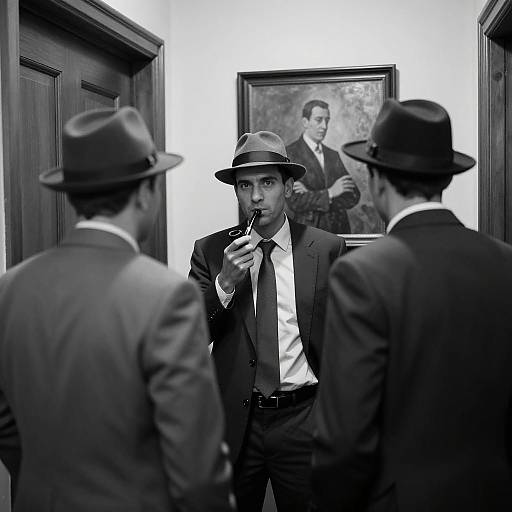 Classic Black and White Hallway Scene