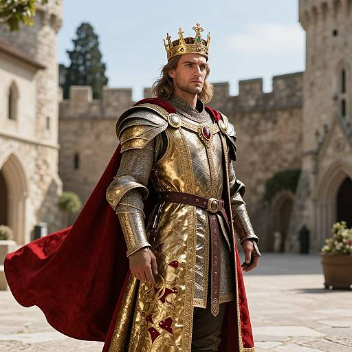 Regal Medieval King in Ornate Armor