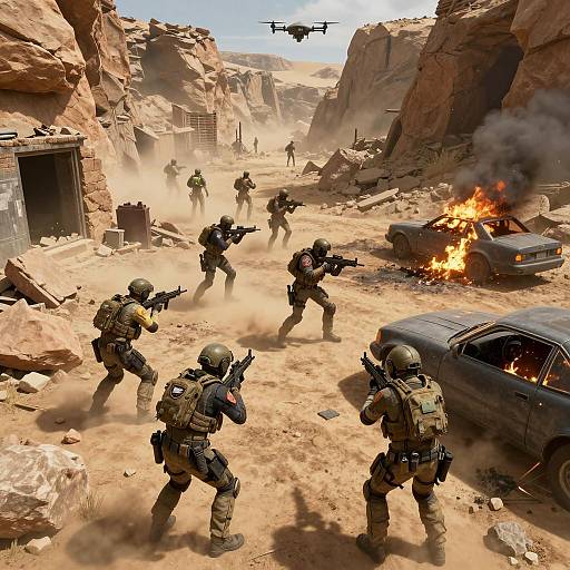 Intense Call of Duty Firefight in Canyon