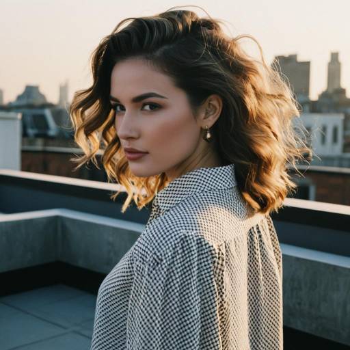 Fashion Model with Textured Hair on Rooftop