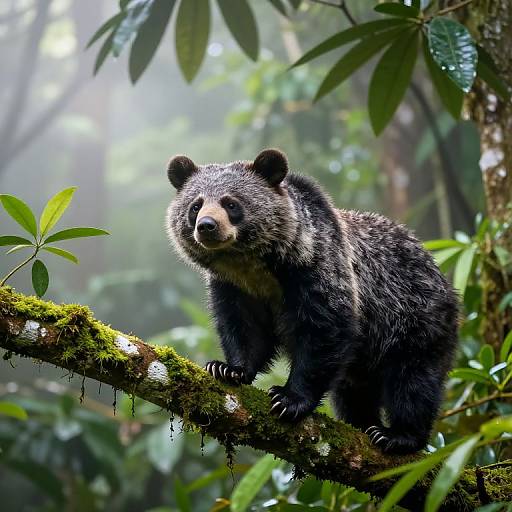 Bearcat in Misty Tropical Rainforest