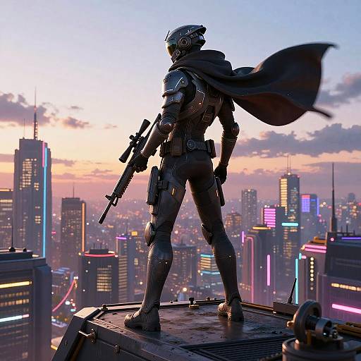 Valorant Phantom on Neon Skyscraper