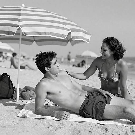 Relaxing Beach Scene in Black and White