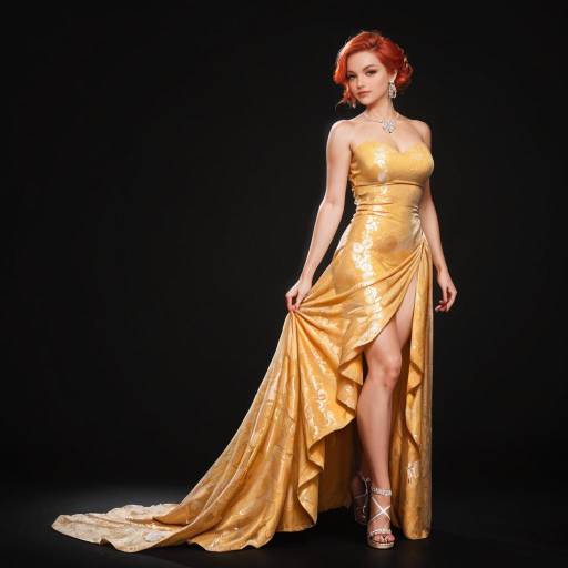 Elegant Woman in Mustard Yellow Dress Elegant Woman in Mustard Yellow Dress