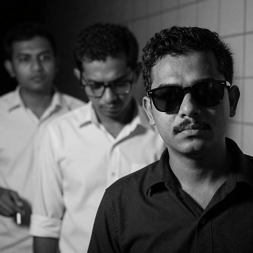 Intense Black-and-White Portrait of Three Men