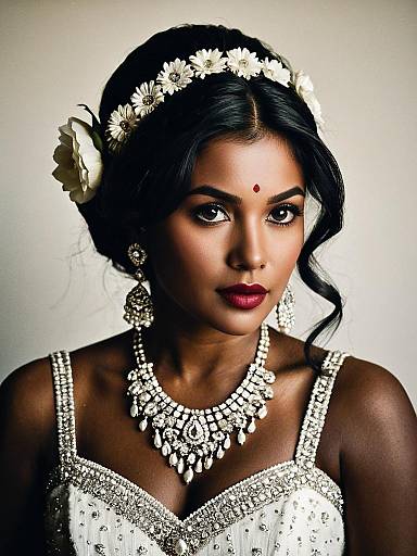Indian Bride with Floral Hair Jewelry