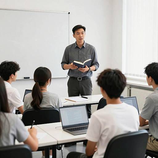 Middle-Aged Teacher Leading Modern Lecture