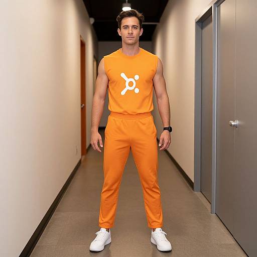 Man in Orange Theory Costume