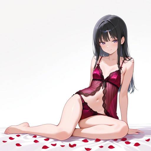 Elegant Lingerie Pose with Rose Petal Elegant Lingerie Pose with Rose Petal