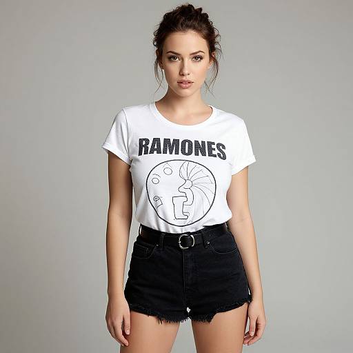Casual Rock Style Woman in RAMONES Tee