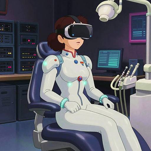 Retro-Futuristic Woman in Neon VR