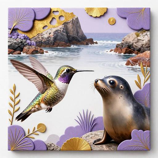 Hummingbird and Seal on Lavender Coast