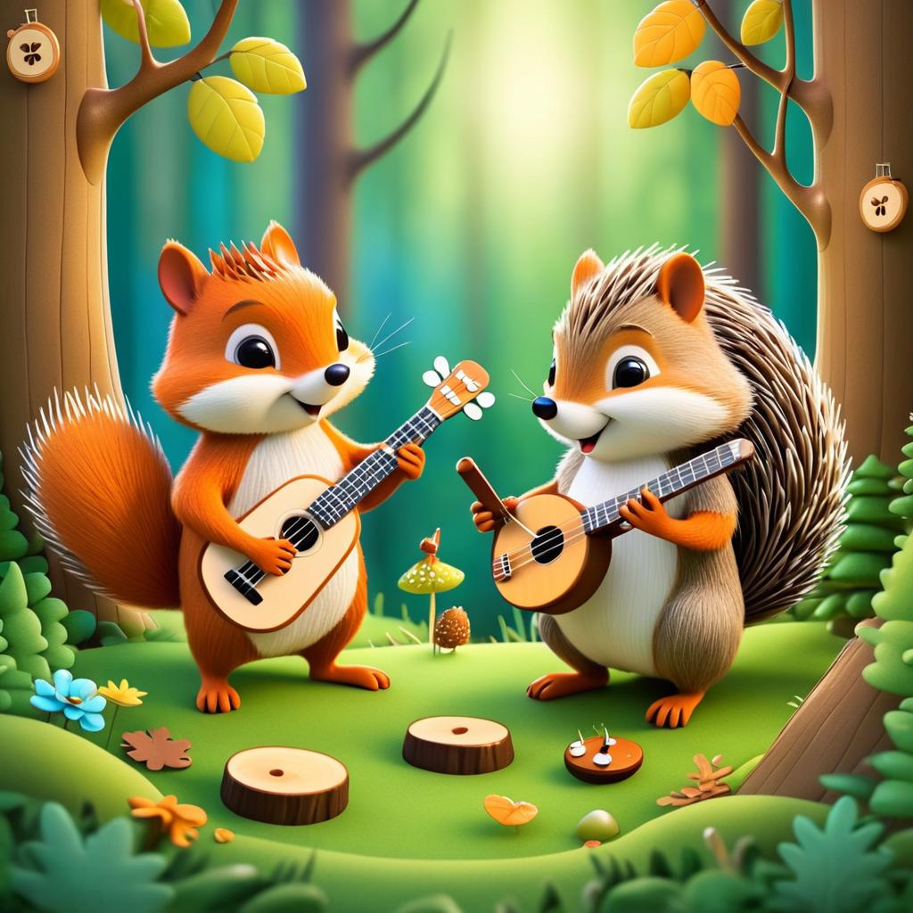 Whimsical Forest Jam Session Illustration