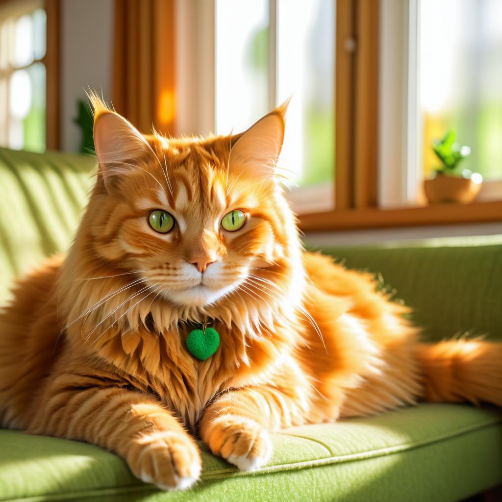 Fluffy Orange Tabby in Cozy Living Room