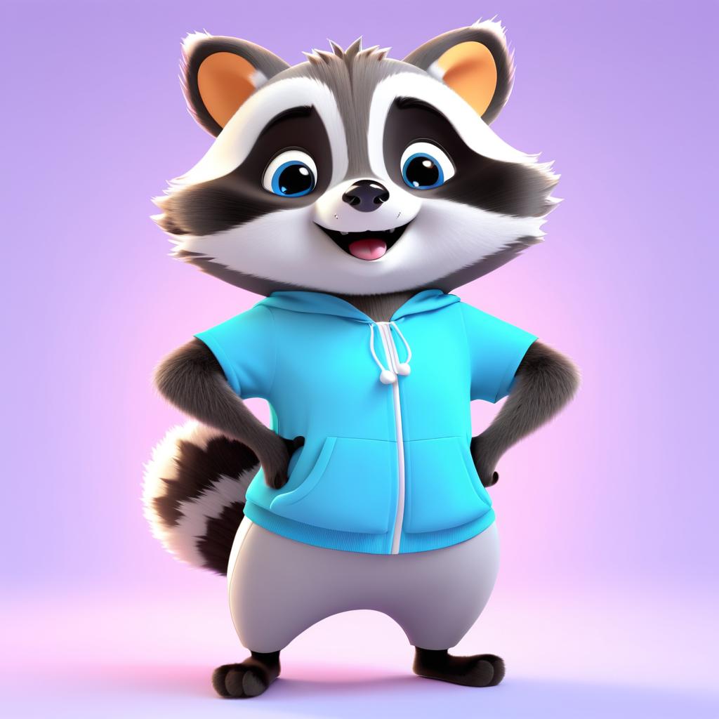 Silly Kawaii Raccoon in 3D Animation