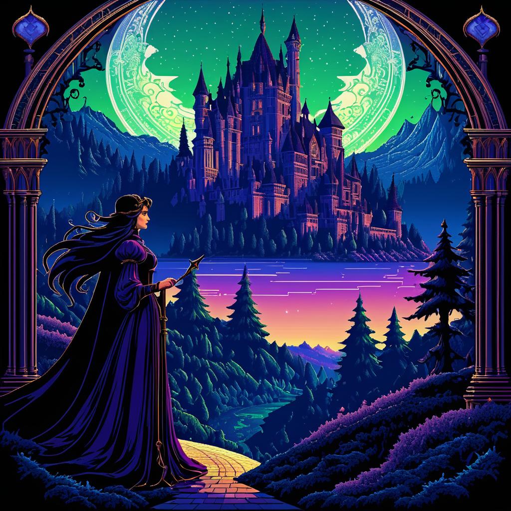 Gothic Tarot Card in Pixel Art Style