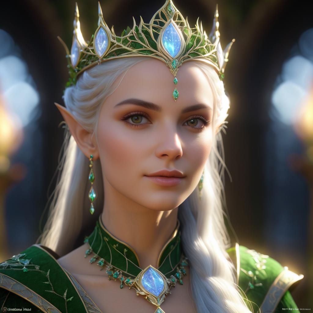 Detailed Portrait of a Noble Elven Queen