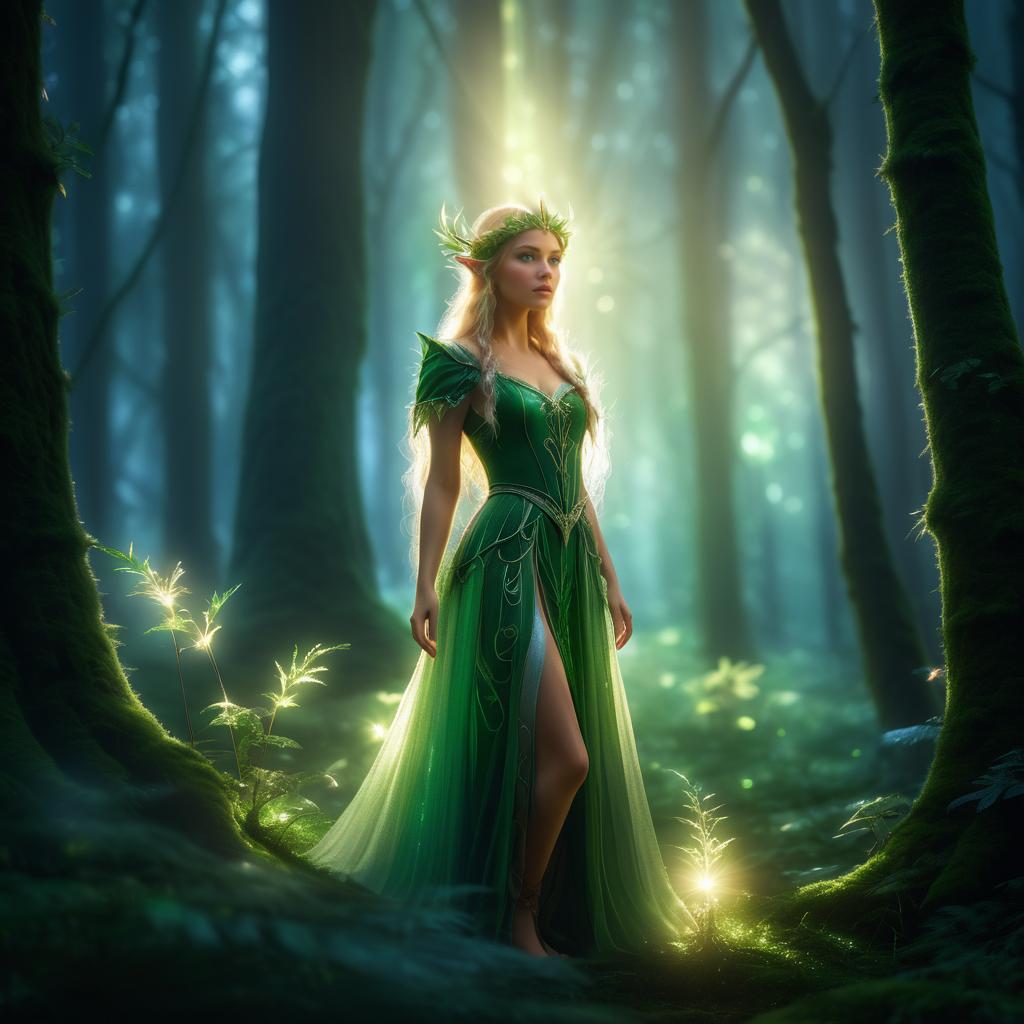 Enchanted Elf in a Mystical Forest