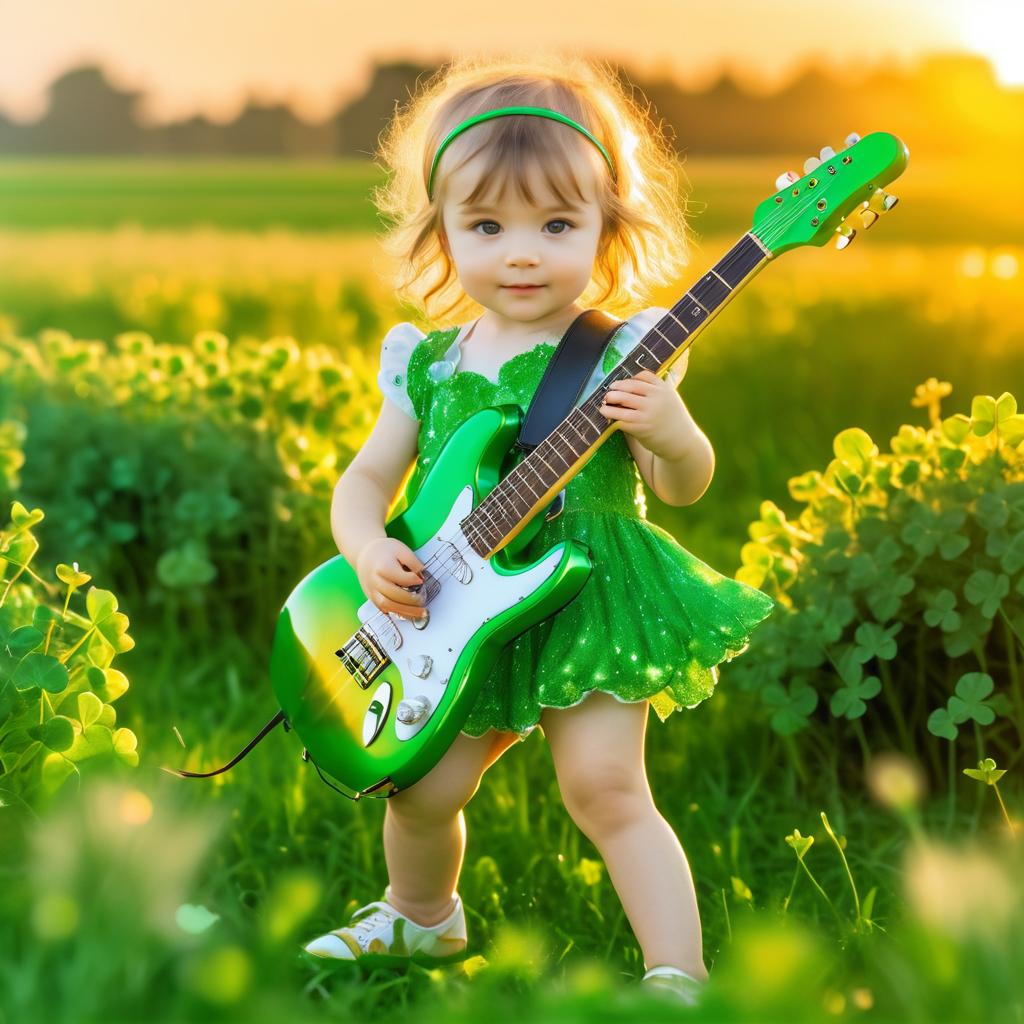 Fairy Toddler Guitarist at Sunset