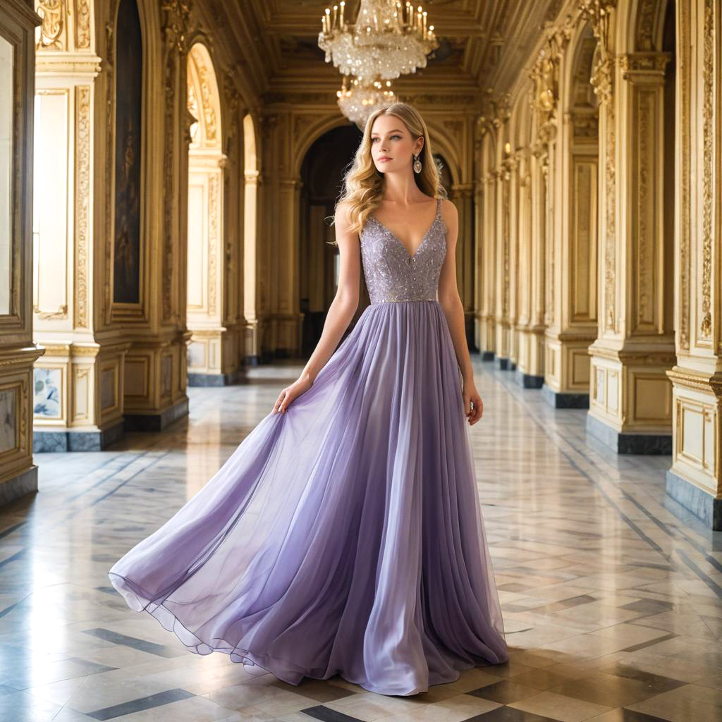 Regal Young Woman in Lavish Gown