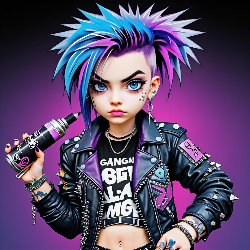 Punk Rock Teenage Girl Cartoon Art