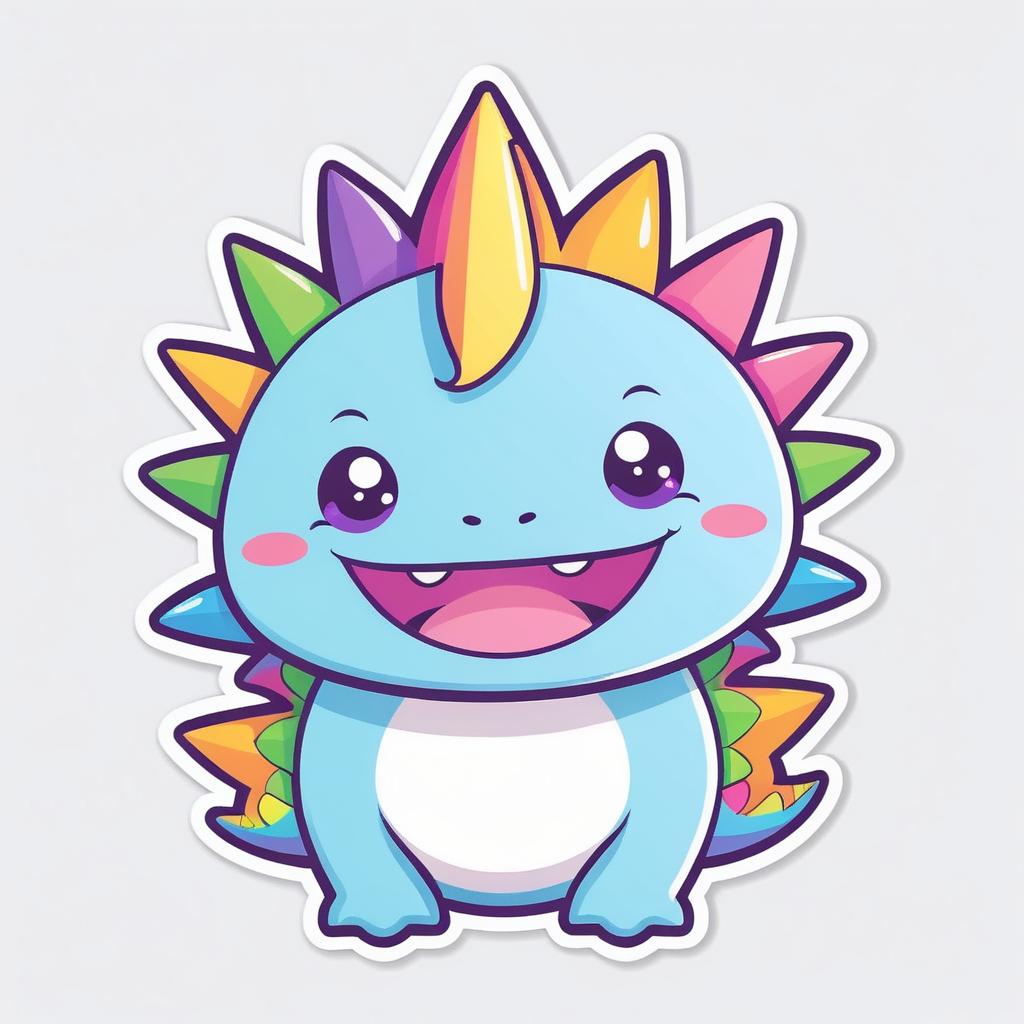 Cheerful Kawaii Dinosaur Sticker Design