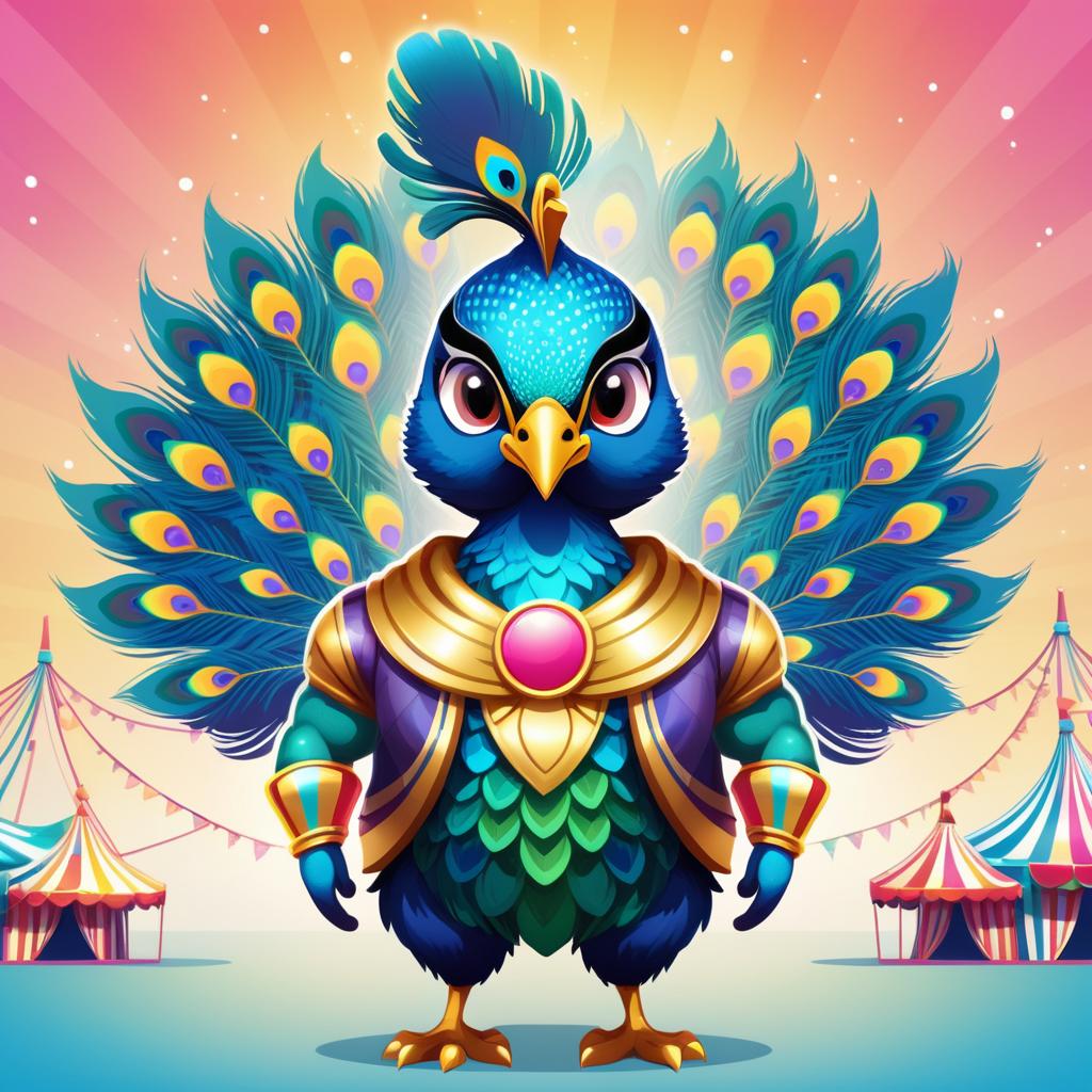 Kawaii Buff Peacock at Colorful Carnival