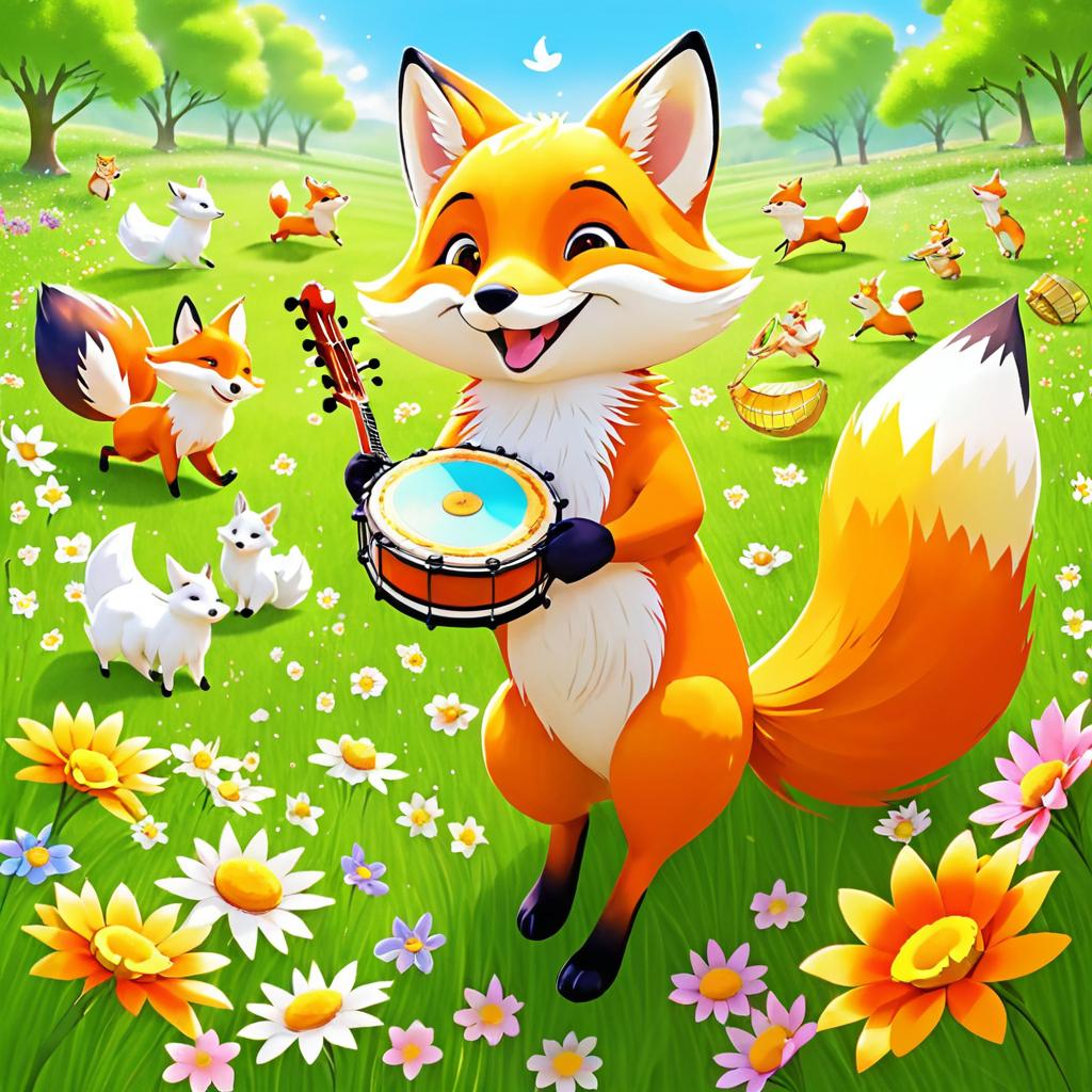 Joyful Fox Singing in a Meadow