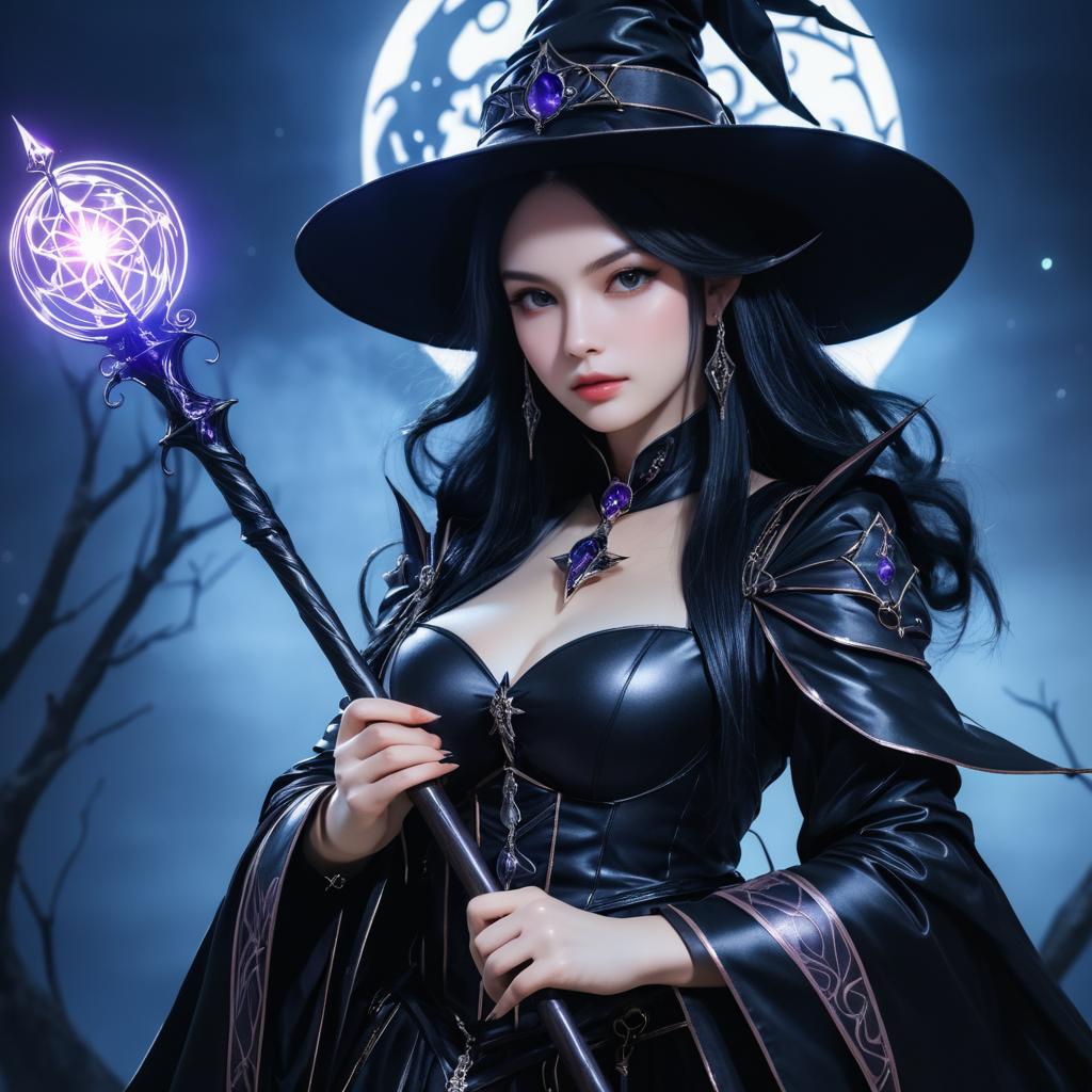 Dark Fantasy Witch Portrait with Staff