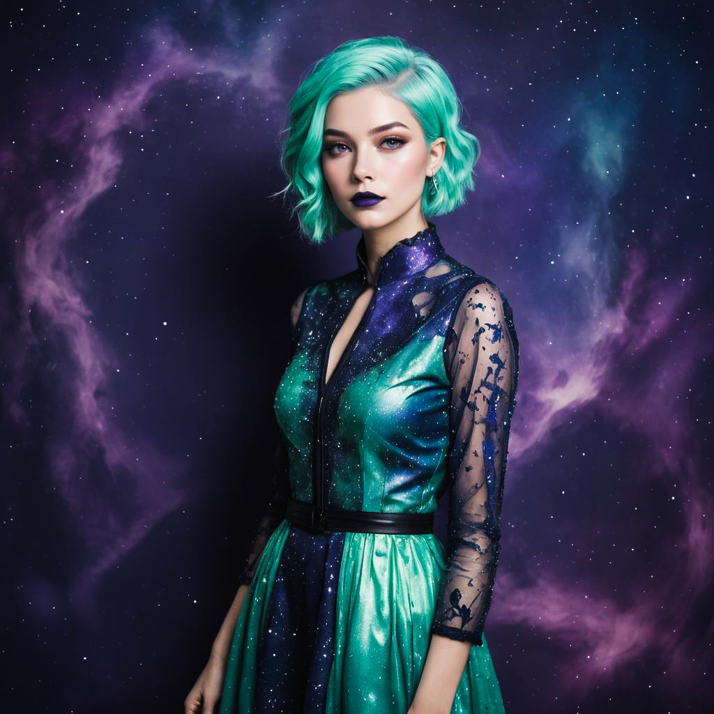 Mesmerizing Artist in Eclectic Galaxy Outfit